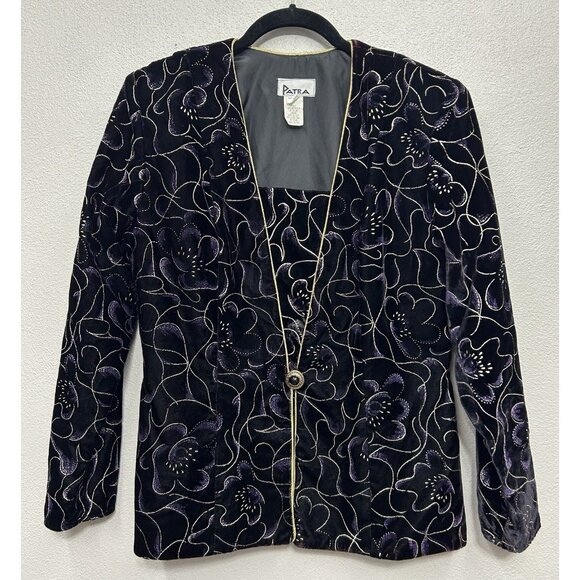 Patra Velvet Lurex Floral Jimi Hendrix Style Jacket Size 8/medium Made in USA - Picture 3 of 9